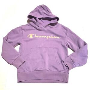 Champion Purple Spell-Out Hooded Sweatshirt Girls Small 7-8